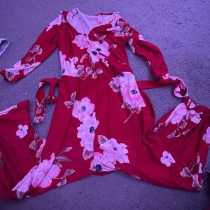 No Boundaries Wrap Jumpsuit Burgundy Floral